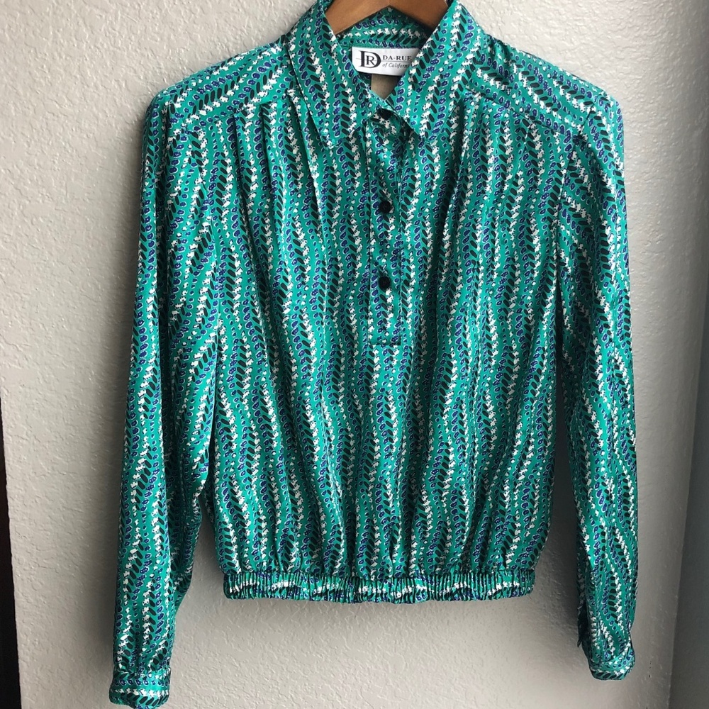 Vintage Da-Rue of California | Teal Blouson Top
